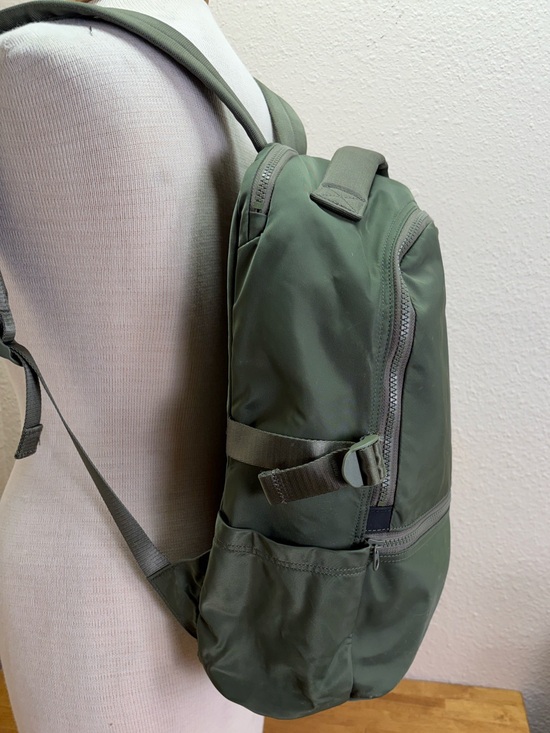 Lululemon Dark Olive Green Nylon Backpack Everyday Travel Gym Bag OS